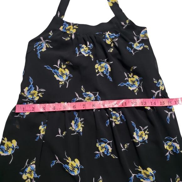 Who What Wear Halter Maxi Dress Womens XS Black Floral Tiered Chiffon Sleeveless - Picture 9 of 10